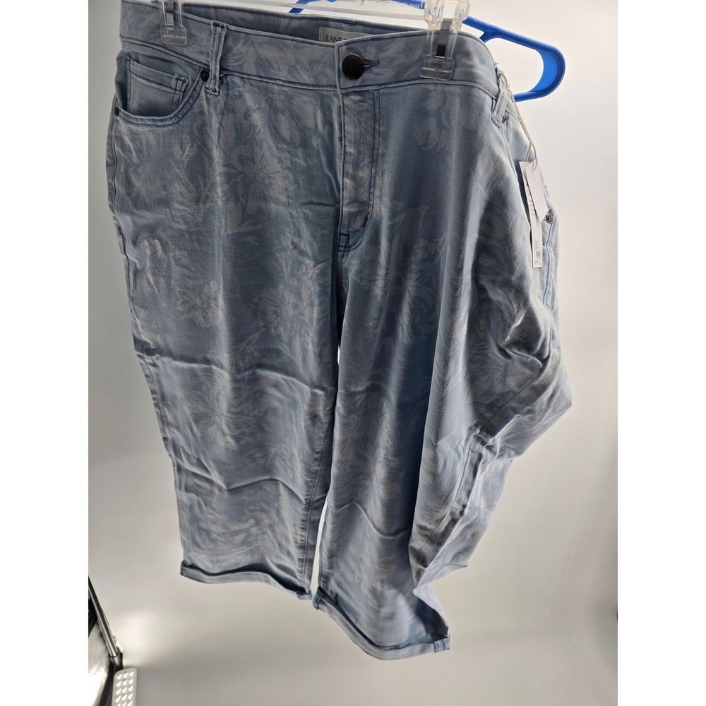 Lane Bryant Essential Stretch Girlfriend Crop Floral Jeans Blue 22 Petite NEW